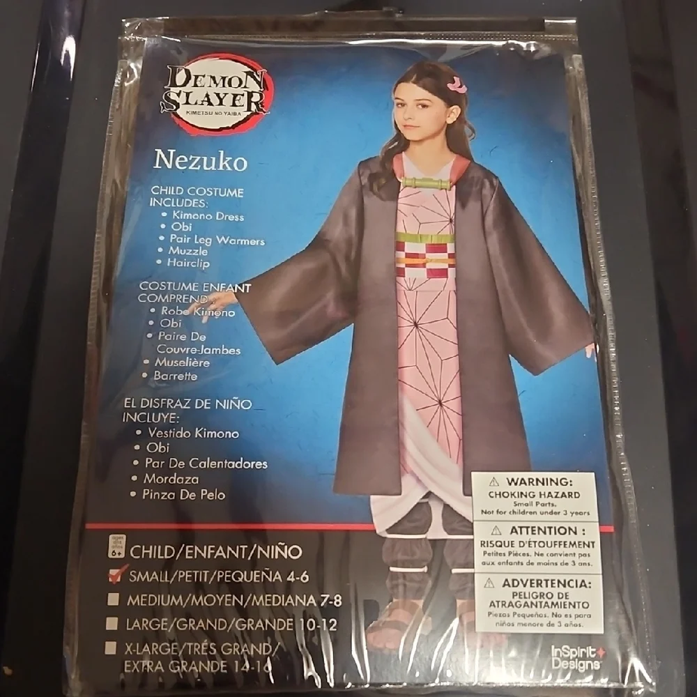 DEMON SLAYER NEZUKO KIDS COSTUME: NEW WITH TAGS: SIZE SMALL (4/6)